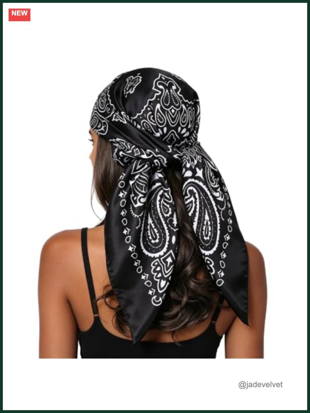 Women's Large Square Satin Hair Scarf - Floral Print Head Scarf - Multipurpose
